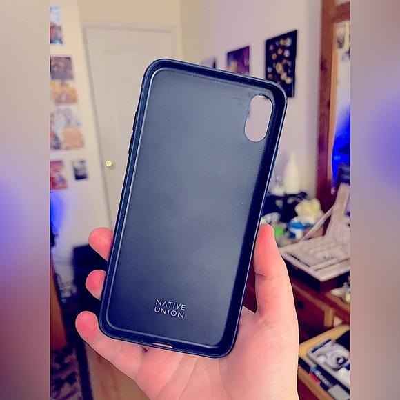 iPhone XS Max Native Union Navy Blue Leather Wallet Case - Picture 2 of 2